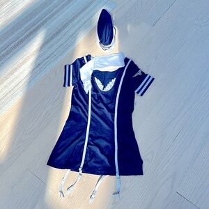 Navy Blue Sailor Costume with White Accents
